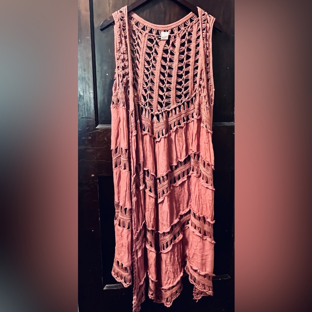 Sleeveless Long Crochet Vest